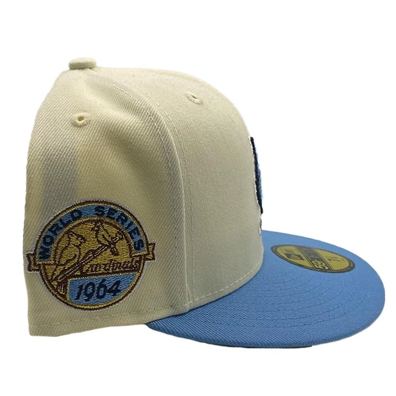 St. Louis Cardinals Cream Icy Blue Two Tone 1964 World Series Patch Gray UV New Era 59FIFTY Fitted Hat