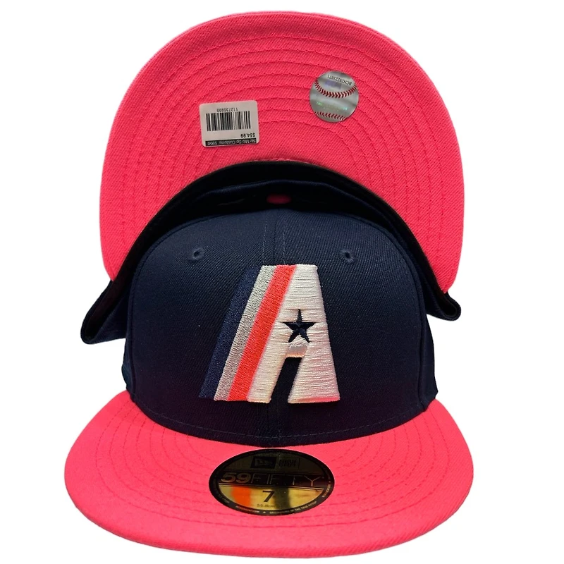 Houston Astros Navy Two Tone 50th Anniversary Side Patch Hot Pink UV New Era 59FIFTY Fitted Hat