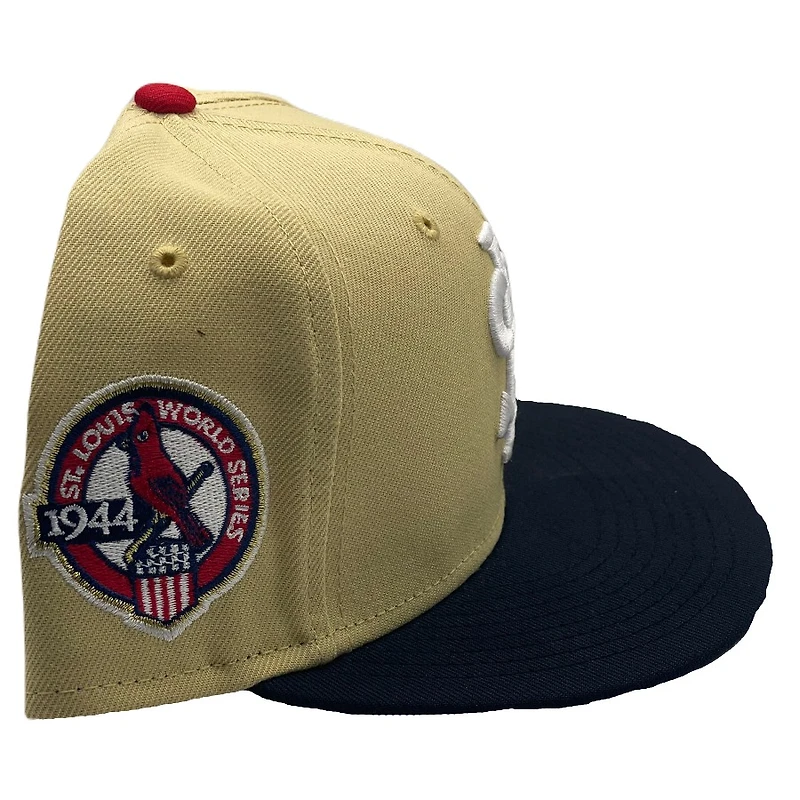 St. Louis Cardinals Vegas Gold Two Tone 1944 World Series Patch Navy UV New Era 59FIFTY Fitted Hat