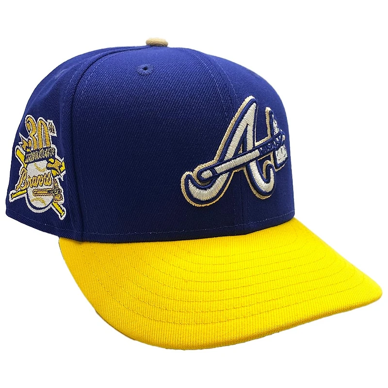 Atlanta Braves Royal Blue and Yellow Drumline 2 30th Season Side Patch Gray UV New Era 59Fifty Fitted Hat