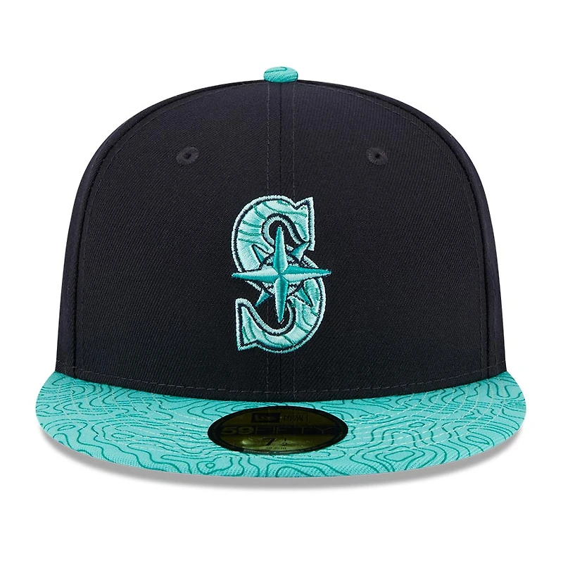 Seattle Mariners Navy Two Tone PNW Patch Teal UV New Era 59FIFTY Fitted Hat