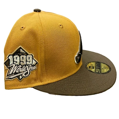 Atlanta Braves Panama Tan Two Tone 1999 World Series Patch Pink UV New Era 59FIFTY Fitted Hat