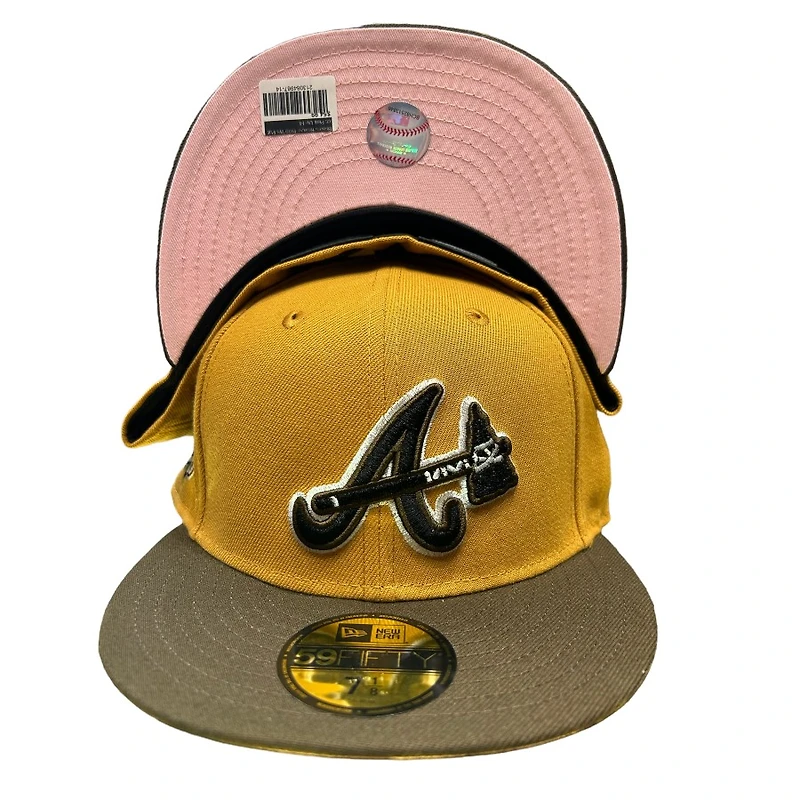 Atlanta Braves Panama Tan Two Tone 1999 World Series Patch Pink UV New Era 59FIFTY Fitted Hat
