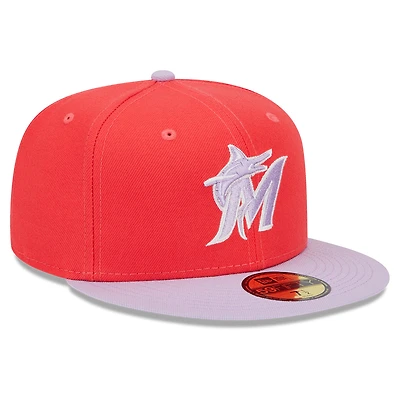 Miami Marlins Red Two Tone Color Pack Grey UV New Era 59FIFTY Fitted Hat