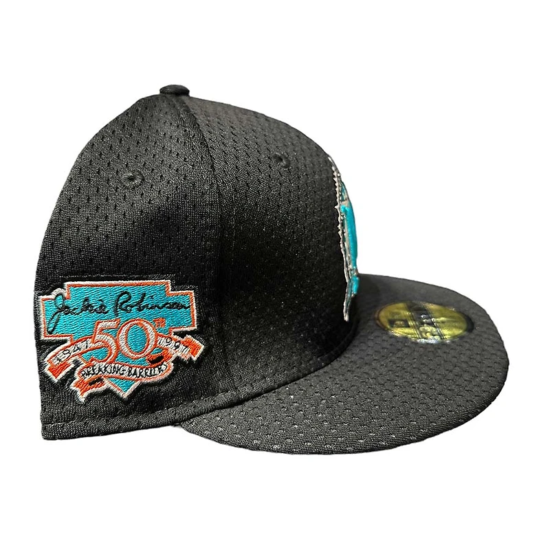 Miami Marlins Black Pro Image Exclusive BP Mesh Jackie Robinson Patch Green UV 59FIFTY Fitted Hat