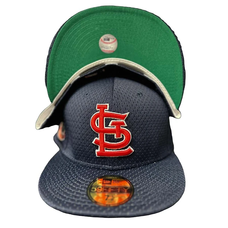 St. Louis Cardinals Navy Pro Image Exclusive BP Mesh Busch Stadium Patch Green UV 59FIFTY Fitted Hat
