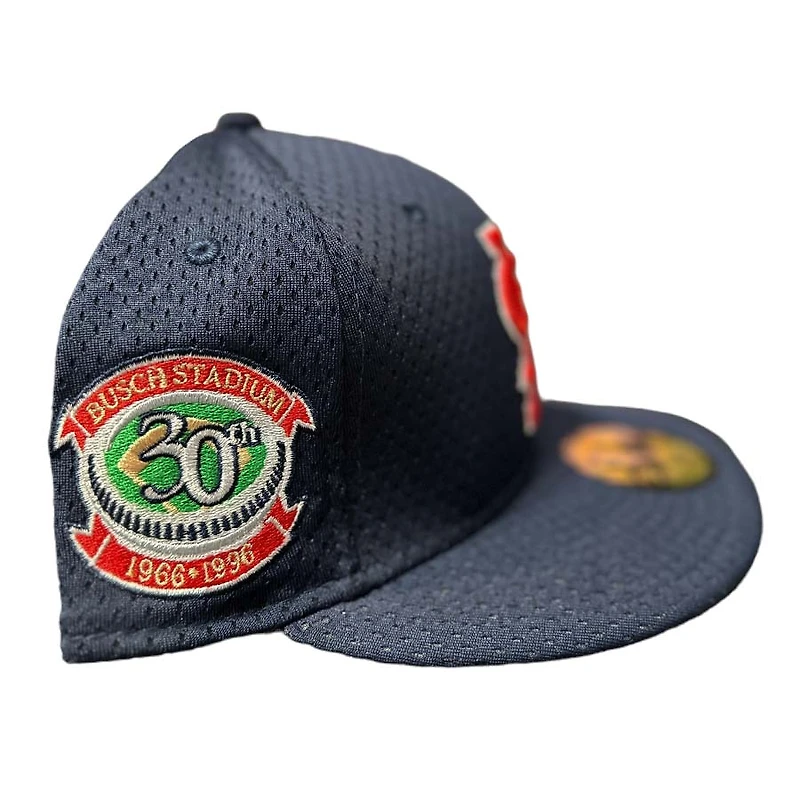 St. Louis Cardinals Navy Pro Image Exclusive BP Mesh Busch Stadium Patch Green UV 59FIFTY Fitted Hat