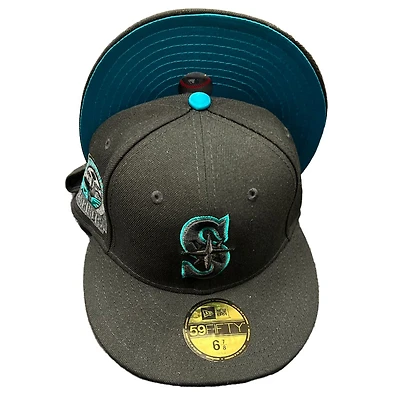 Seattle Mariners Black Pro Image Exclusive 30th Aniv Patch Teal Satin UV 59FIFTY Fitted Hat