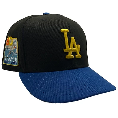 Los Angeles Dodgers Black and Blue For The Culture Pack 60 Years Dodger Stadium Patch Gray UV New Era 59Fifty Fitted Hat