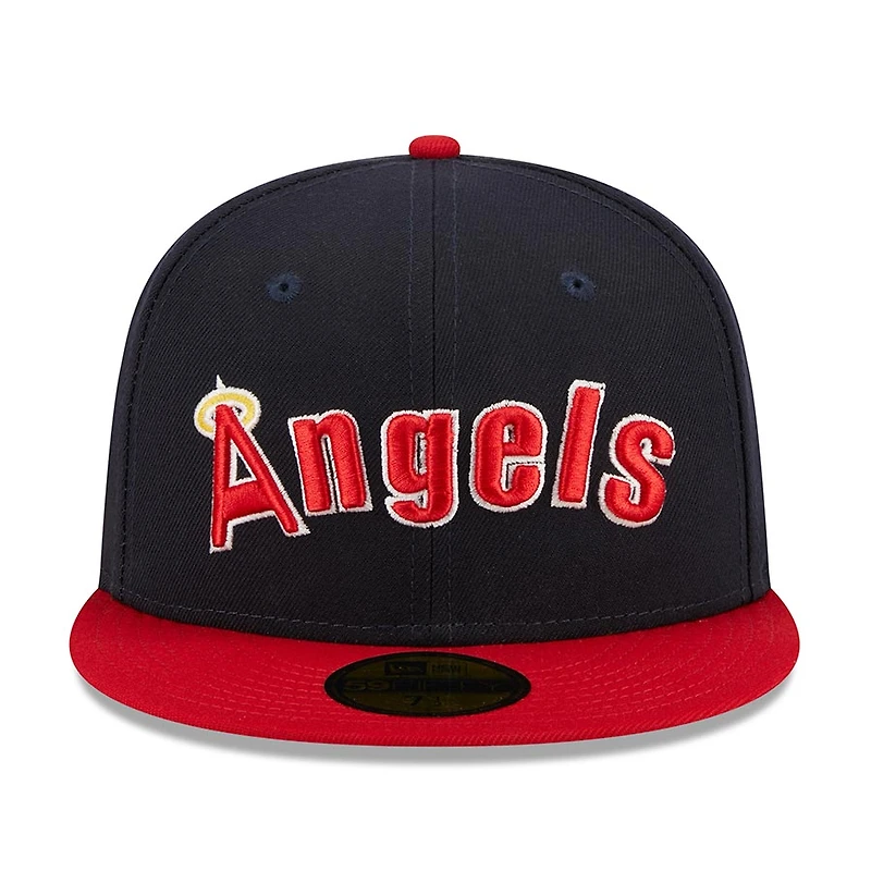 California Angels Navy Two Tone Retro Script Green UV 59FIFTY Fitted Hat