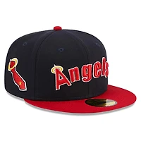 California Angels Navy Two Tone Retro Script Green UV 59FIFTY Fitted Hat