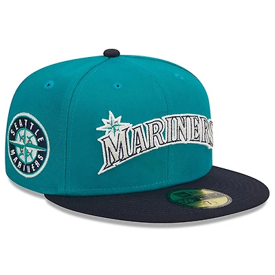 Seattle Mariners Teal Two Tone Retro Script Green UV 59FIFTY Fitted Hat