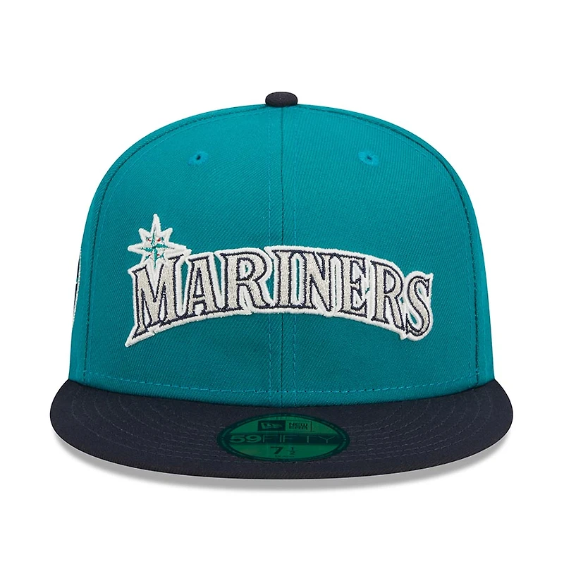 Seattle Mariners Teal Two Tone Retro Script Green UV 59FIFTY Fitted Hat