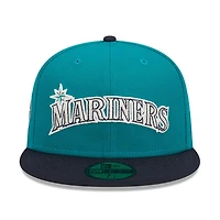 Seattle Mariners Teal Two Tone Retro Script Green UV 59FIFTY Fitted Hat