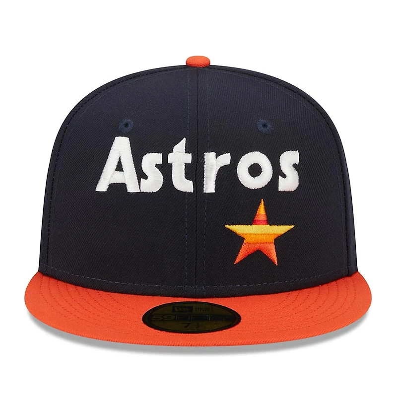 Houston Astros Navy Two Tone Retro Script Green UV 59FIFTY Fitted Hat