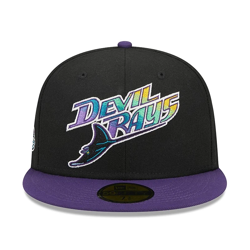 Tampa Bay Devil Rays Black Two Tone Retro Script Green UV 59FIFTY Fitted Hat