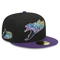 Tampa Bay Devil Rays Black Two Tone Retro Script Green UV 59FIFTY Fitted Hat