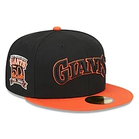 San Francisco Giants Black Two Tone Retro Script Green UV 59FIFTY Fitted Hat
