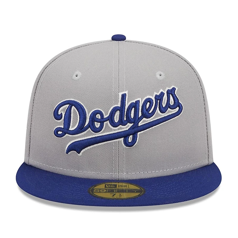 Los Angeles Dodgers Gray Two Tone Retro Script Green UV 59FIFTY Fitted Hat