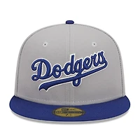 Los Angeles Dodgers Gray Two Tone Retro Script Green UV 59FIFTY Fitted Hat