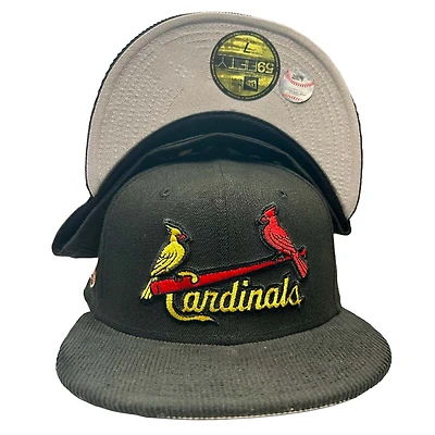 St. Louis Cardinals Black Corduroy Bill 90s Movie Pack 1999 ASG Patch Gray UV New Era 59FIFTY Fitted Hat