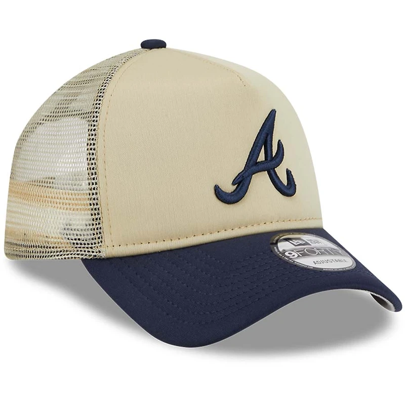 Atlanta Braves Tan All Day Trucker New Era 9FORTY A-Frame Snapback