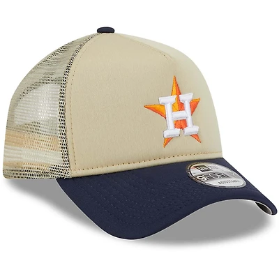 Houston Astros Tan All Day Trucker New Era 9FORTY A-Frame Snapback