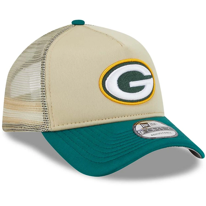 Green Bay Packers Tan All Day Trucker New Era 9FORTY A-Frame Snapback