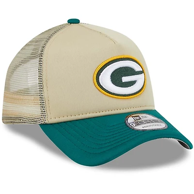 Green Bay Packers Tan All Day Trucker New Era 9FORTY A-Frame Snapback