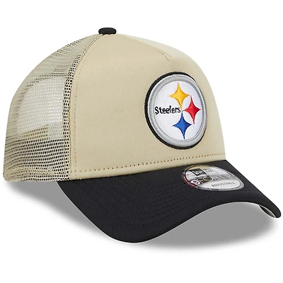 Pittsburgh Steelers Tan All Day Trucker New Era 9FORTY A-Frame Snapback