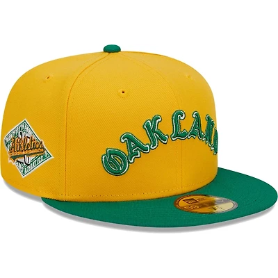 Oakland Athletics Two Tone Retro Script Gray UV 59FIFTY Fitted Hat
