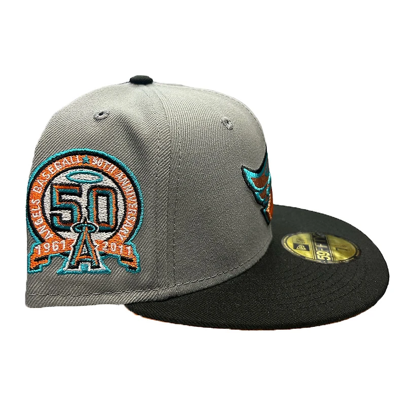 Los Angeles Angels Gray Two Tone 50th Anniversary Patch Orange UV New Era 59FIFTY Fitted Hat