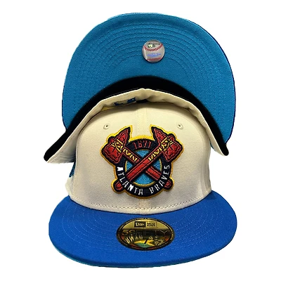 Atlanta Braves Two Tone Final Season Patch Blue UV New Era 59FIFTY Fitted Hat