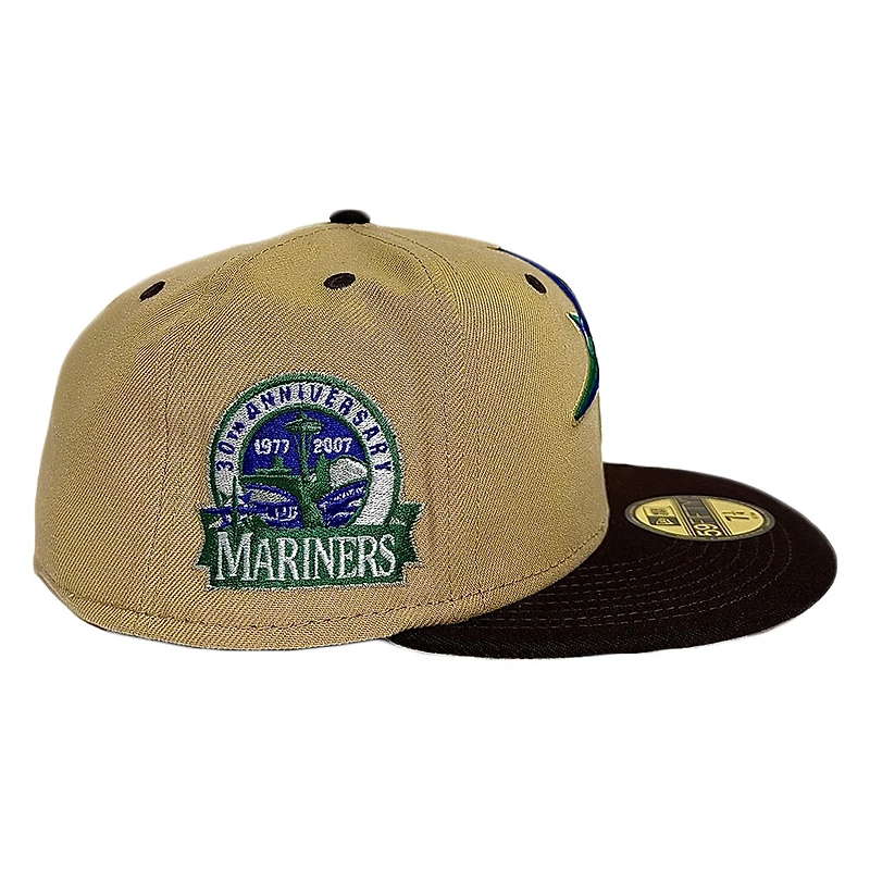 Seattle Mariners Vegas Gold Two Tone 30th Anniversary Patch Gray UV New Era 59FIFTY Fitted Hat