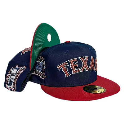 Texas Rangers Navy Two Tone Final Season Patch Green UV New Era 59FIFTY Fitted Hat