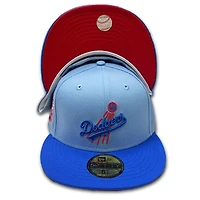 Los Angeles Dodgers Script Sky Blue Royal Two Tone 40th Patch Red UV 59FIFTY Fitted Hat