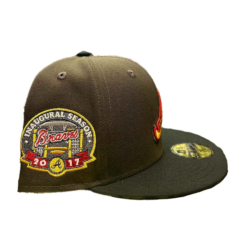 Atlanta Braves Brown Black Two Tone 2017 Season Patch Gray UV New Era 59FIFTY Fitted Hat