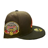Atlanta Braves Brown Black Two Tone 2017 Season Patch Gray UV New Era 59FIFTY Fitted Hat