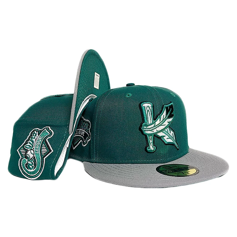 Kinston Indians Green Two Tone Carolina League Patch UV New Era 59FIFTY Fitted Hat