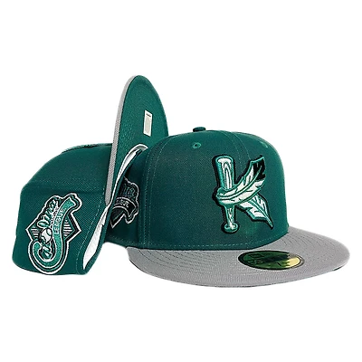 Kinston Indians Green Two Tone Carolina League Patch UV New Era 59FIFTY Fitted Hat