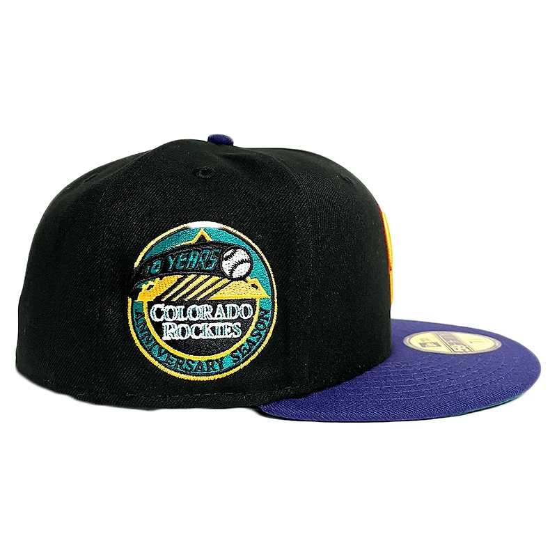 Colorado Rockies Black Two Tone 10th Anniversary Patch Green UV New Era 59FIFTY Fitted Hat