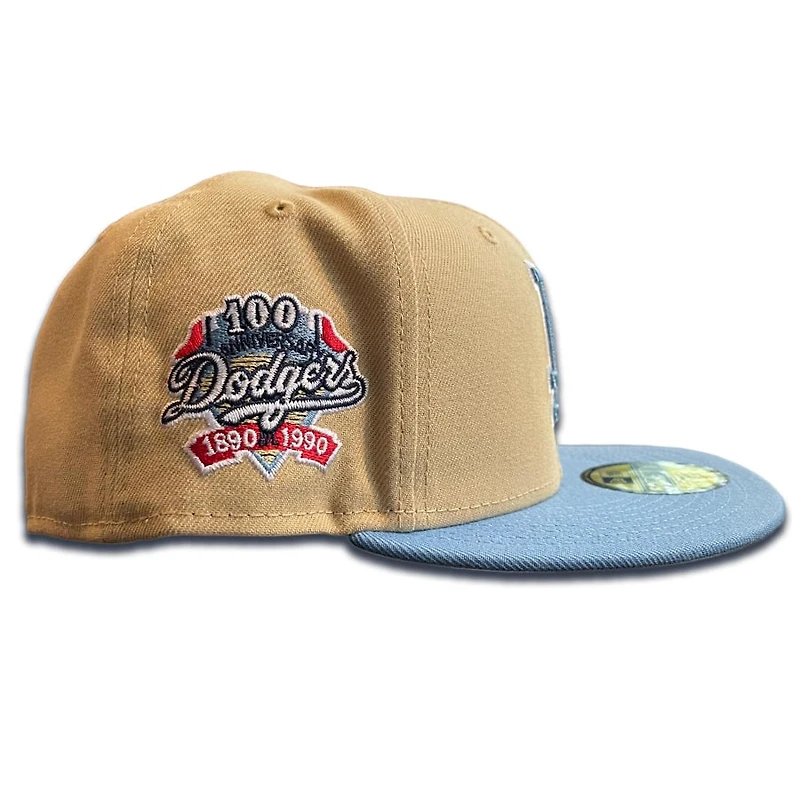 Los Angeles Dodgers Vegas Gold Baby Blue 100th Patch Gray UV 59FIFTY Fitted Hat