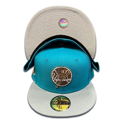New York Yankees Teal Waters Two Tone 80th Stadium Aniv Patch Gray UV 59FIFTY Fitted Hat