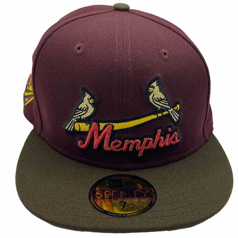 Memphis Redbirds Maroon and Mocha Women Artists Pack Triple A Patch Green UV New Era 59Fifty Fitted Hat