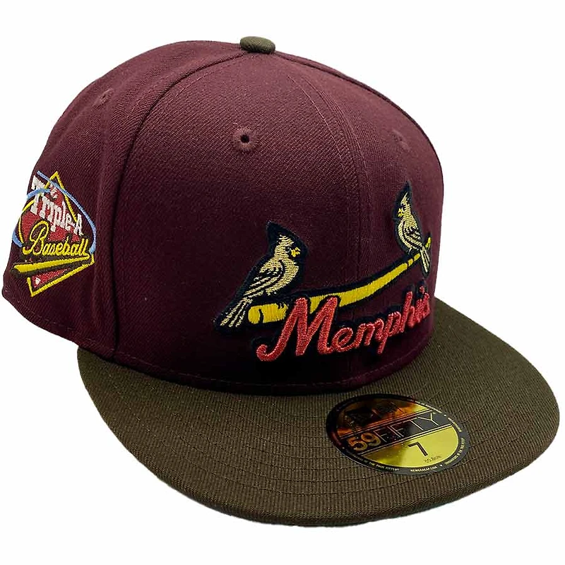 Memphis Redbirds Maroon and Mocha Women Artists Pack Triple A Patch Green UV New Era 59Fifty Fitted Hat