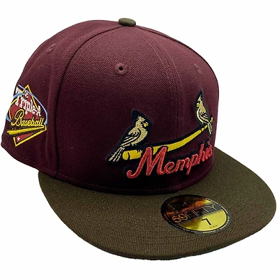 Memphis Redbirds Maroon and Mocha Women Artists Pack Triple A Patch Green UV New Era 59Fifty Fitted Hat