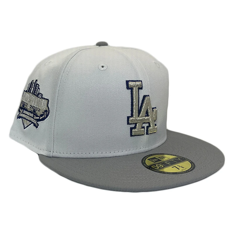 Los Angeles Dodgers White Two Tone Optic Collection 40th Anniversary Patch Gray UV 59FIFTY Fitted Hat