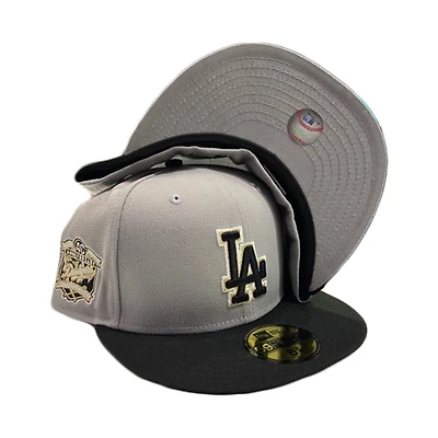 Los Angeles Dodgers Gray Black Two Tone 40th Anniversary Patch UV 59FIFTY Fitted Hat