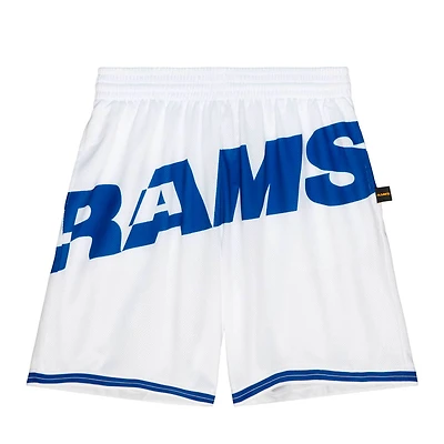 Los Angeles Rams White Big Face Fashion Mitchell & Ness Shorts