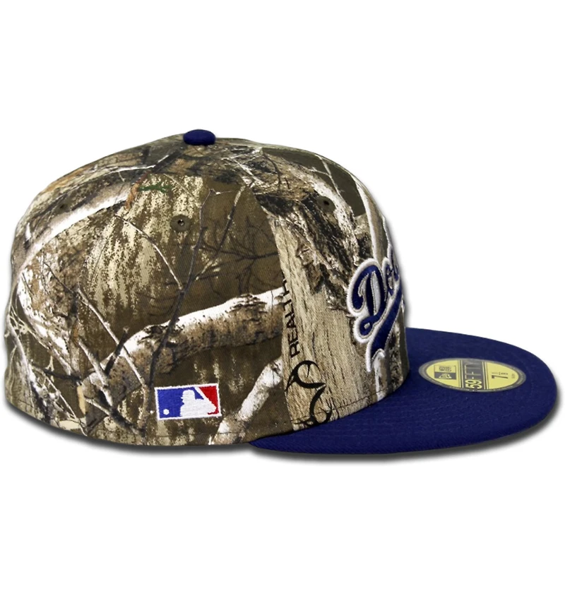 Los Angeles Dodgers Script 805 Real Tree Pack MLB Side Patch Gray UV 59FIFTY Fitted Hat